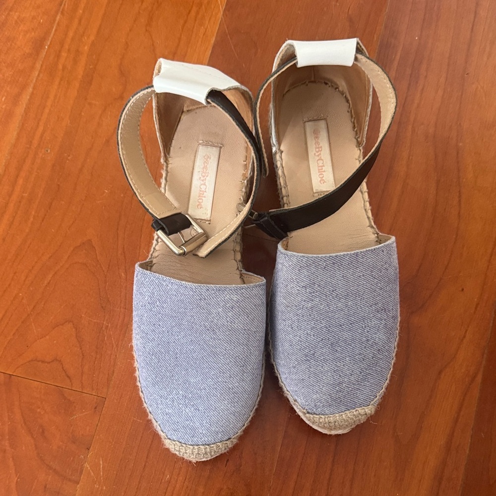 See By Chloe Denim Blue Espadrille Sandals